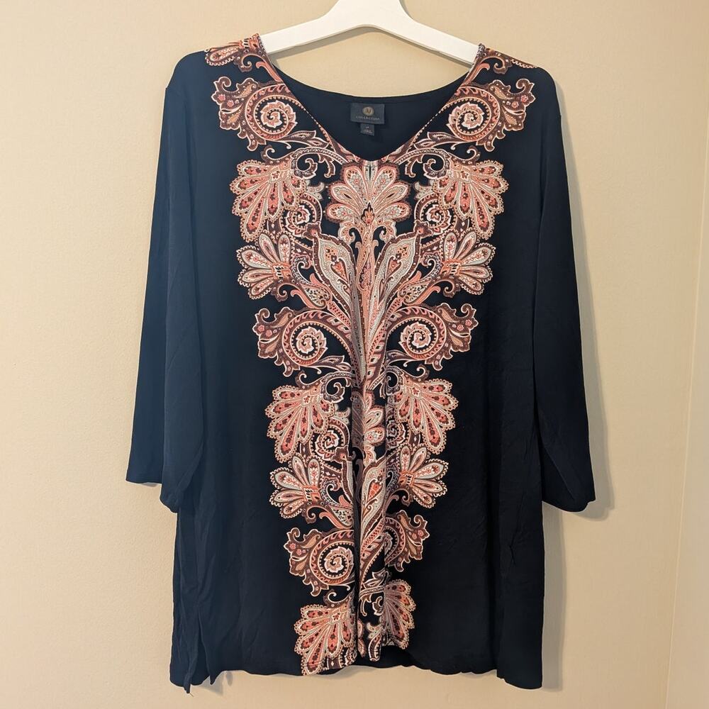 JM Collection Floral Paisley Blouse